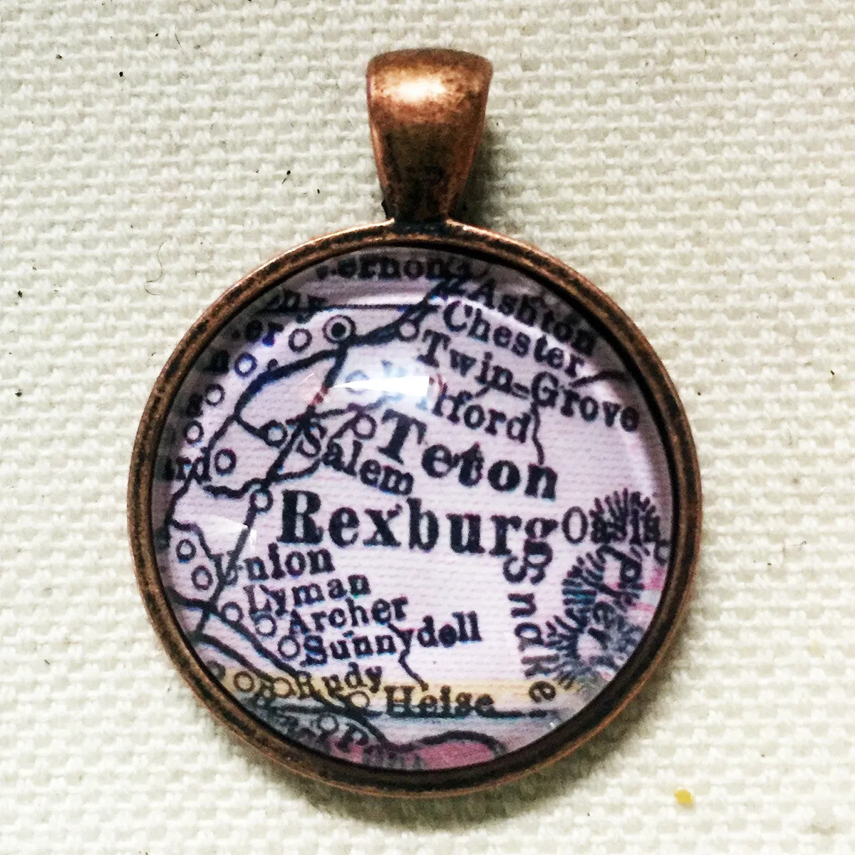 Rexburg Idaho Vintage Map Pendant