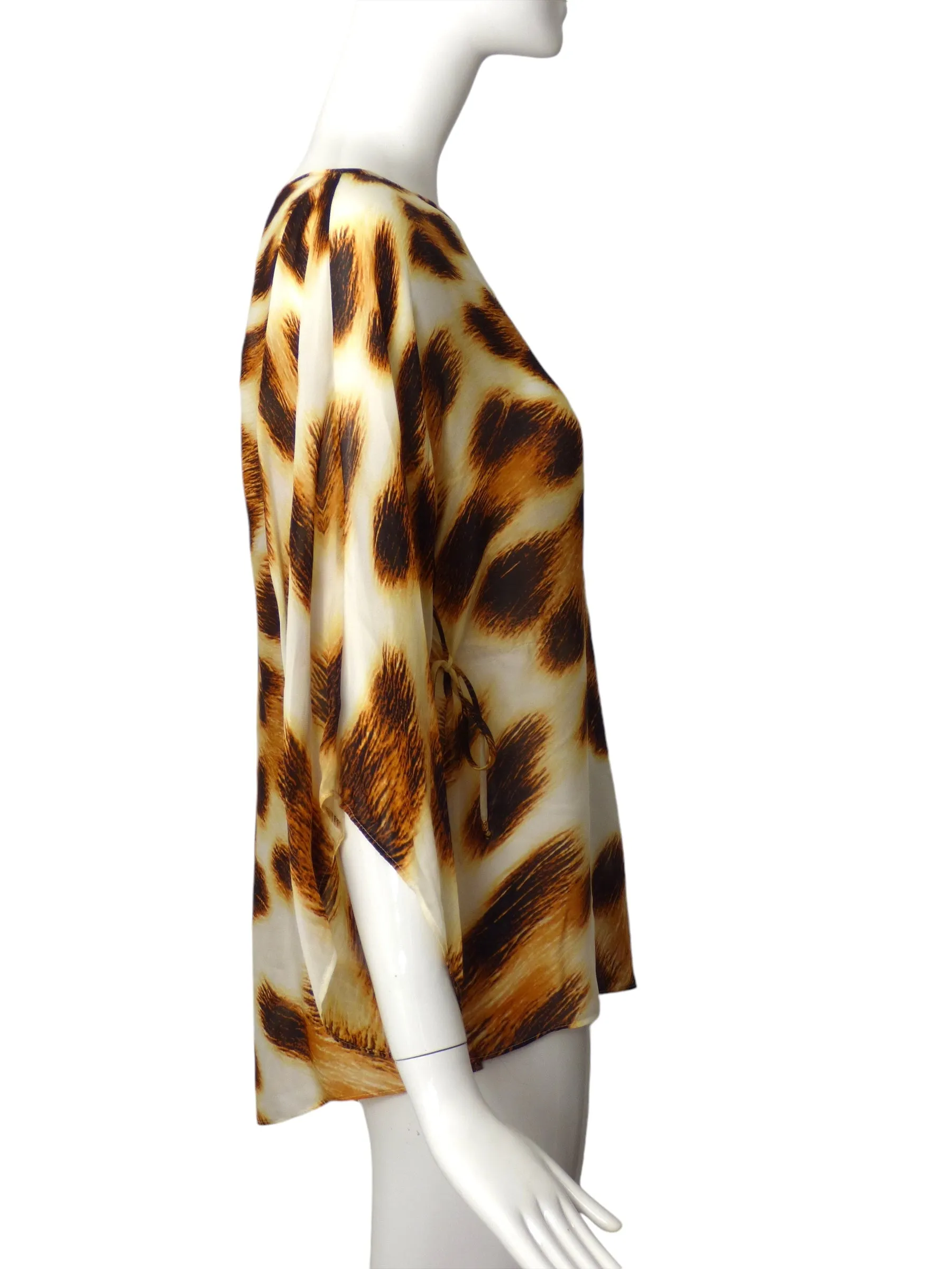 ROBERTO CAVALLI- Multi Color Silk Print Blouse, Size 12