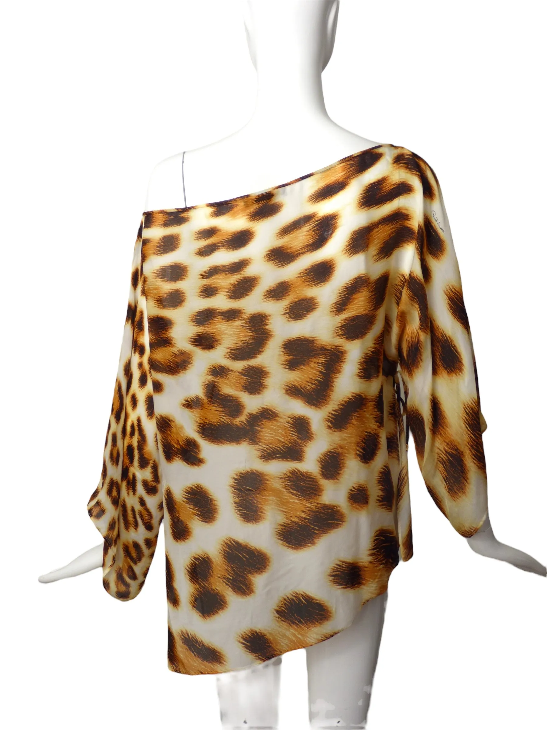 ROBERTO CAVALLI- Multi Color Silk Print Blouse, Size 12