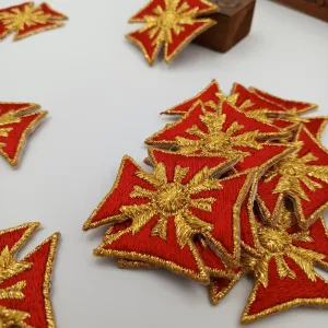 Royal Crest Star Embroidered Patches Majestic Red Metallic gold Stars Motif Appliques Iron on VINTAGE Royalty Star Patch #632