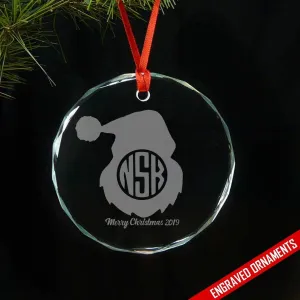 Santa CUSTOM Monogram Engraved Glass Ornament