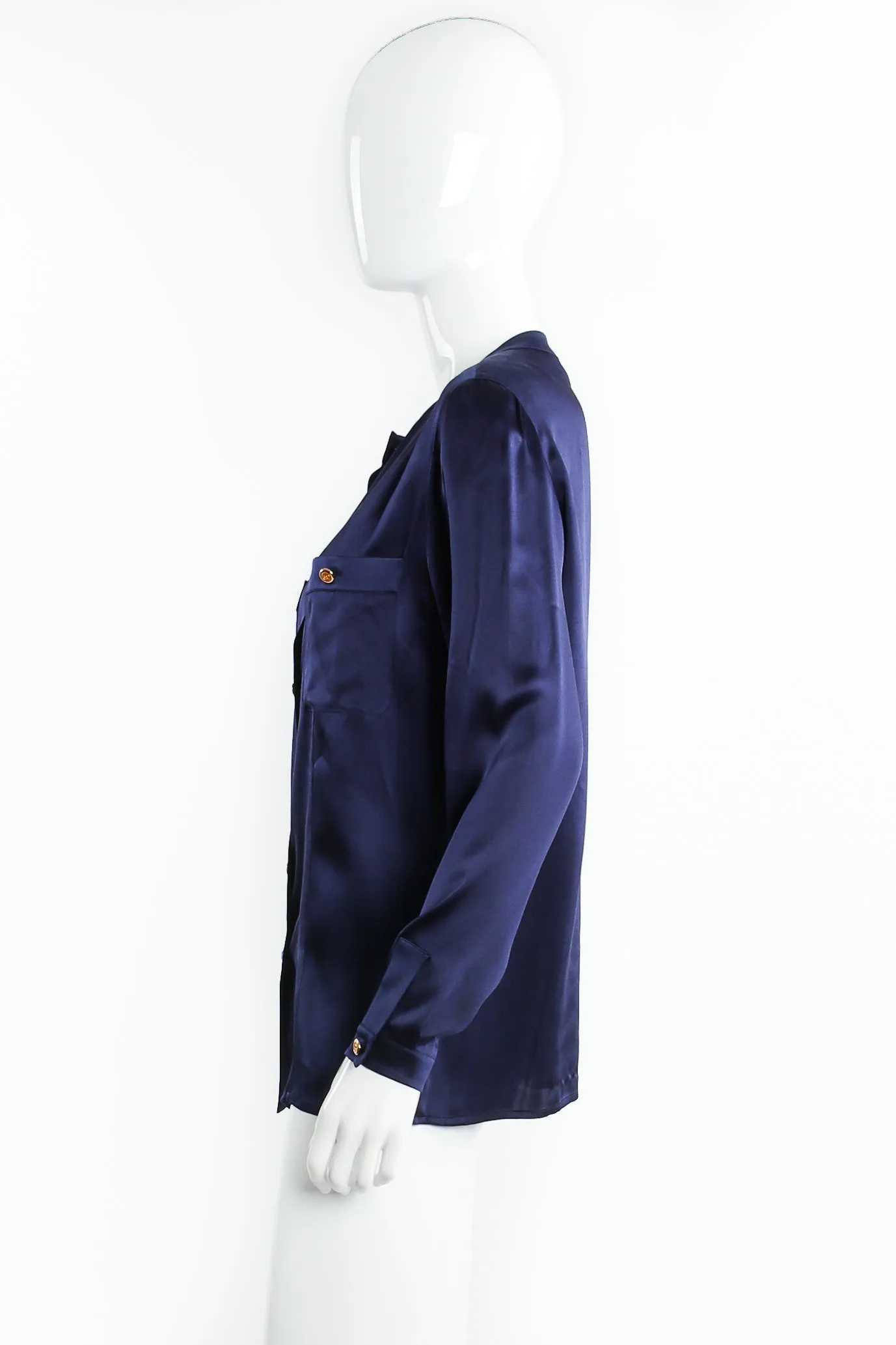 Satin Button Pocket Blouse