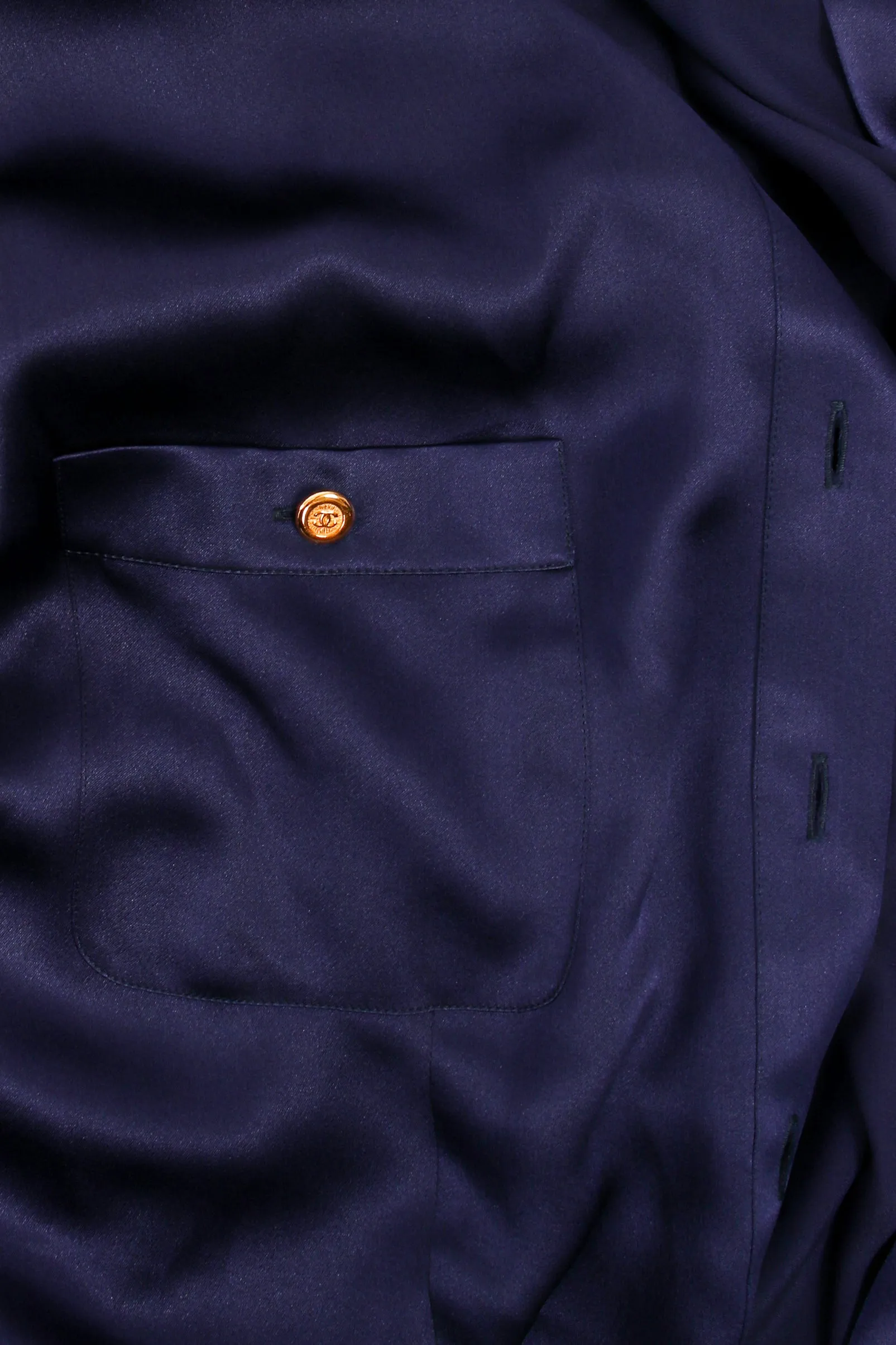 Satin Button Pocket Blouse