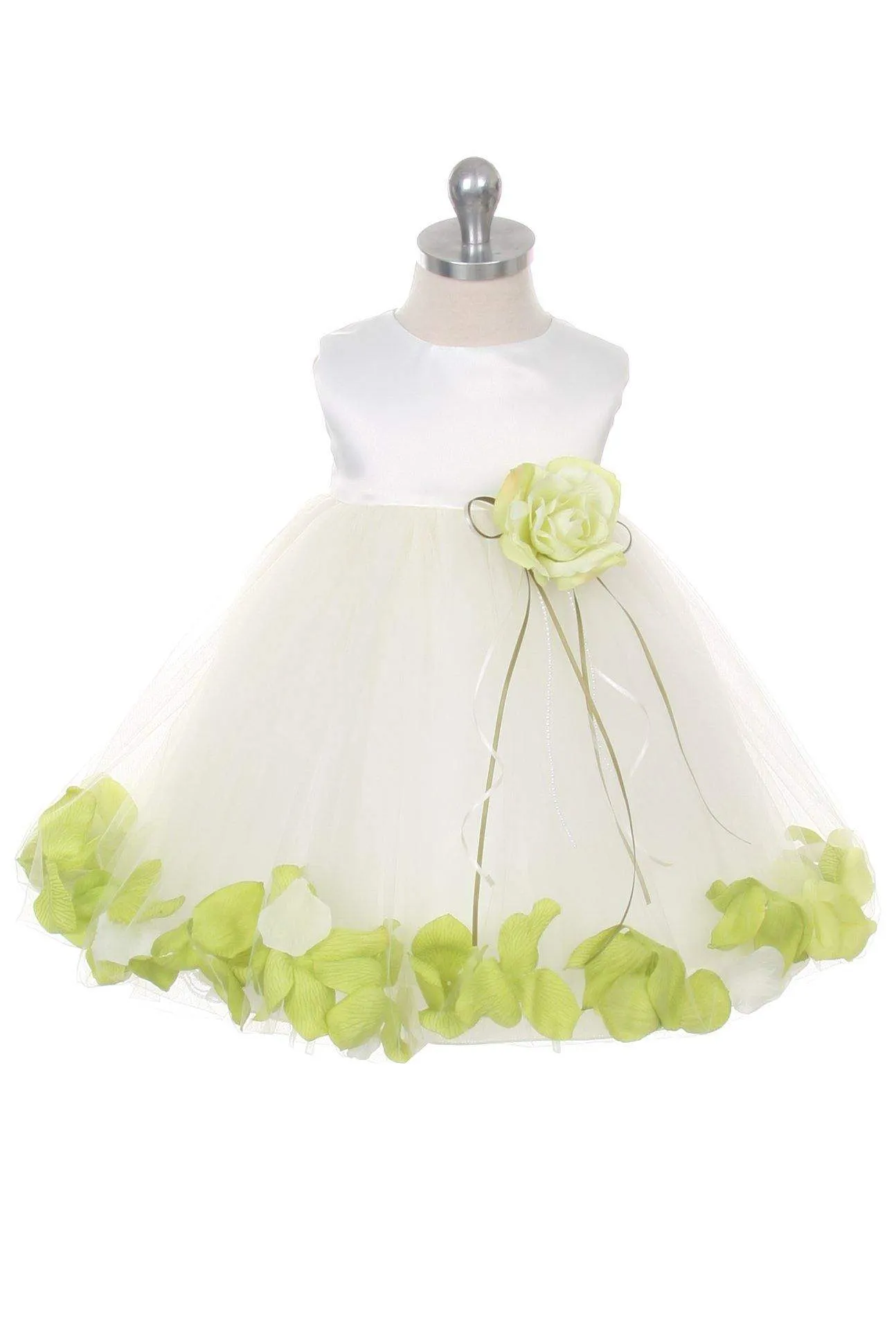 Satin Flower Petal Baby Dress (White Dress)