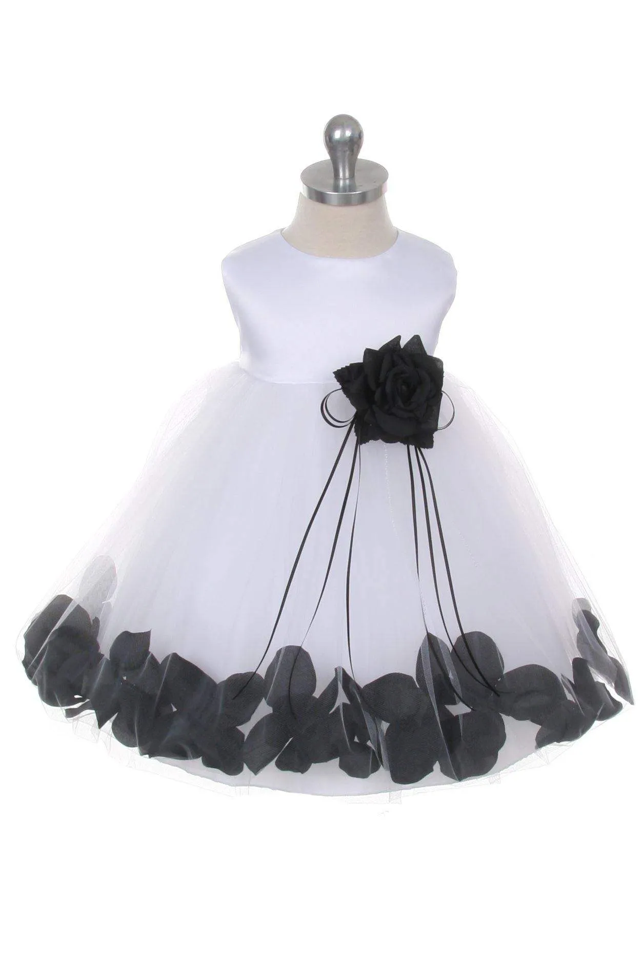 Satin Flower Petal Baby Dress (White Dress)