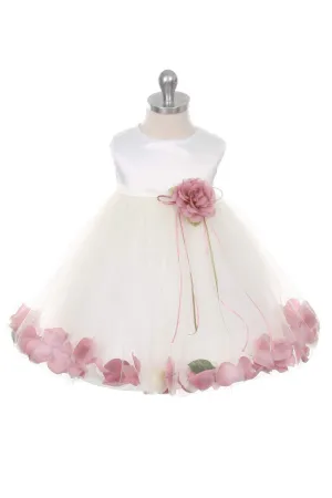 Satin Flower Petal Baby Dress (White Dress)