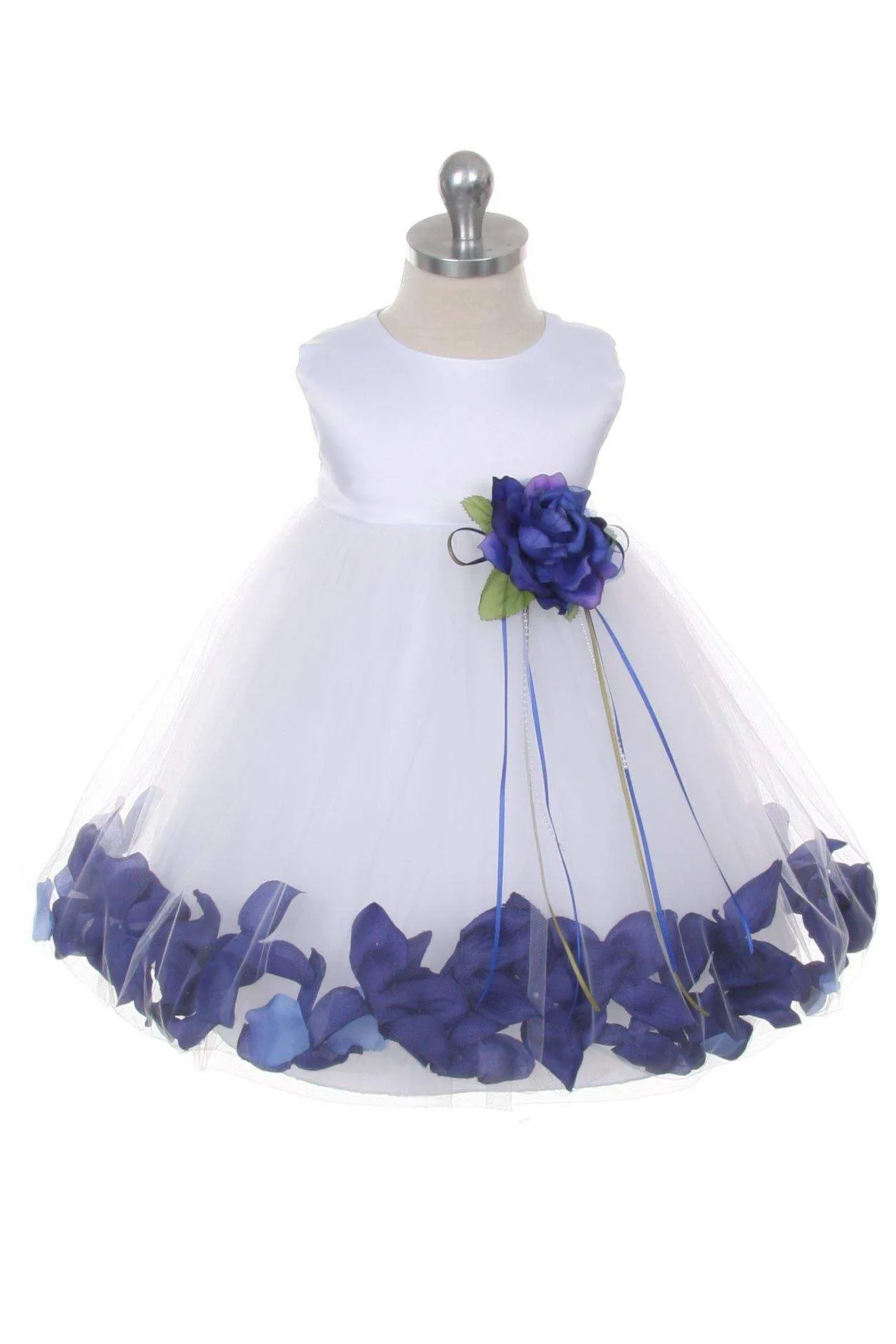 Satin Flower Petal Baby Dress (White Dress)