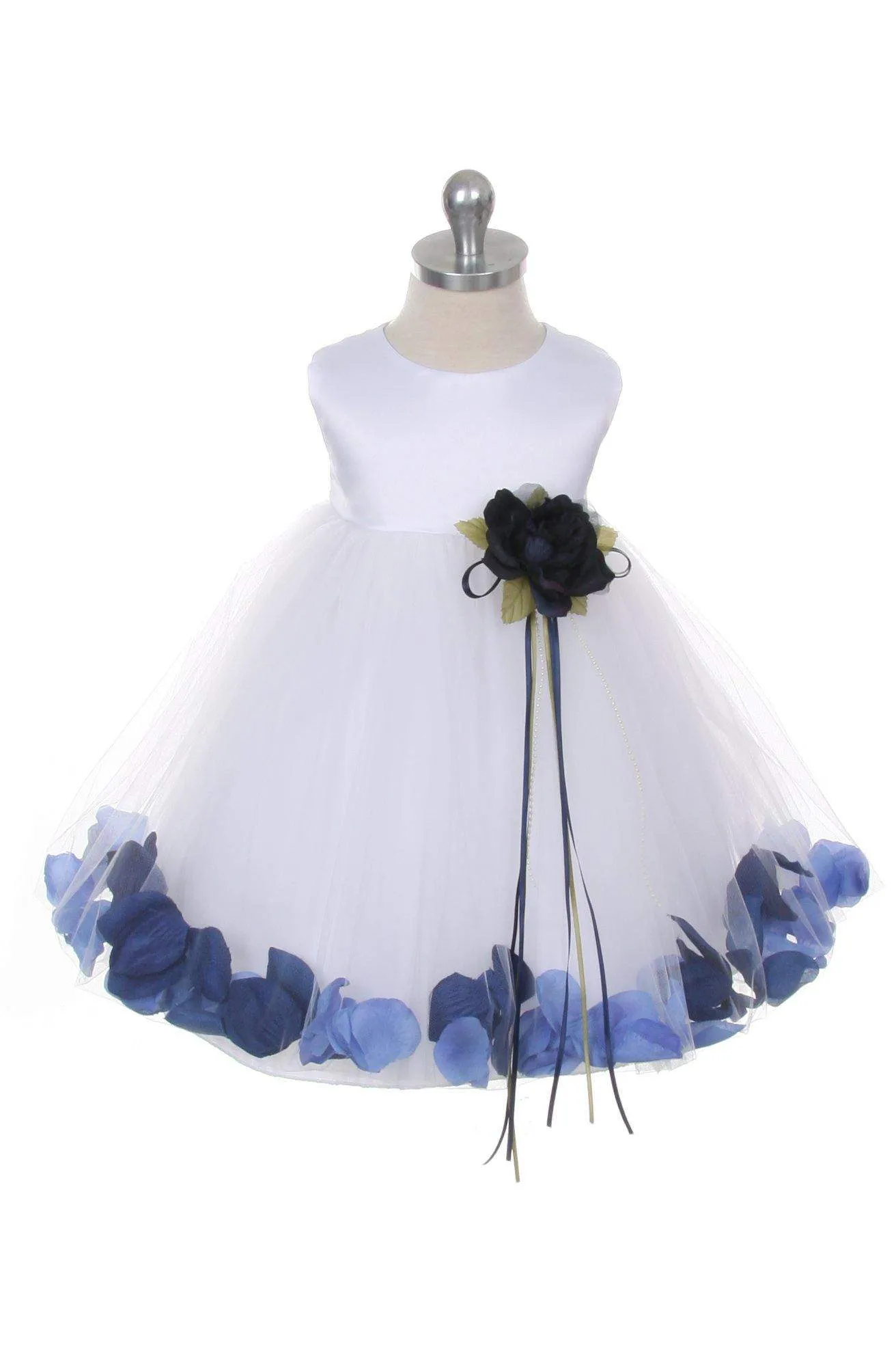 Satin Flower Petal Baby Dress (White Dress)