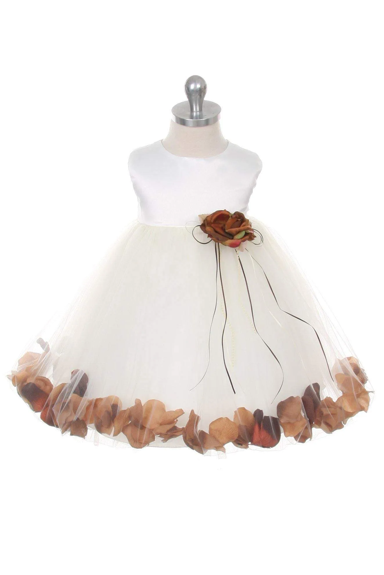 Satin Flower Petal Baby Dress (White Dress)