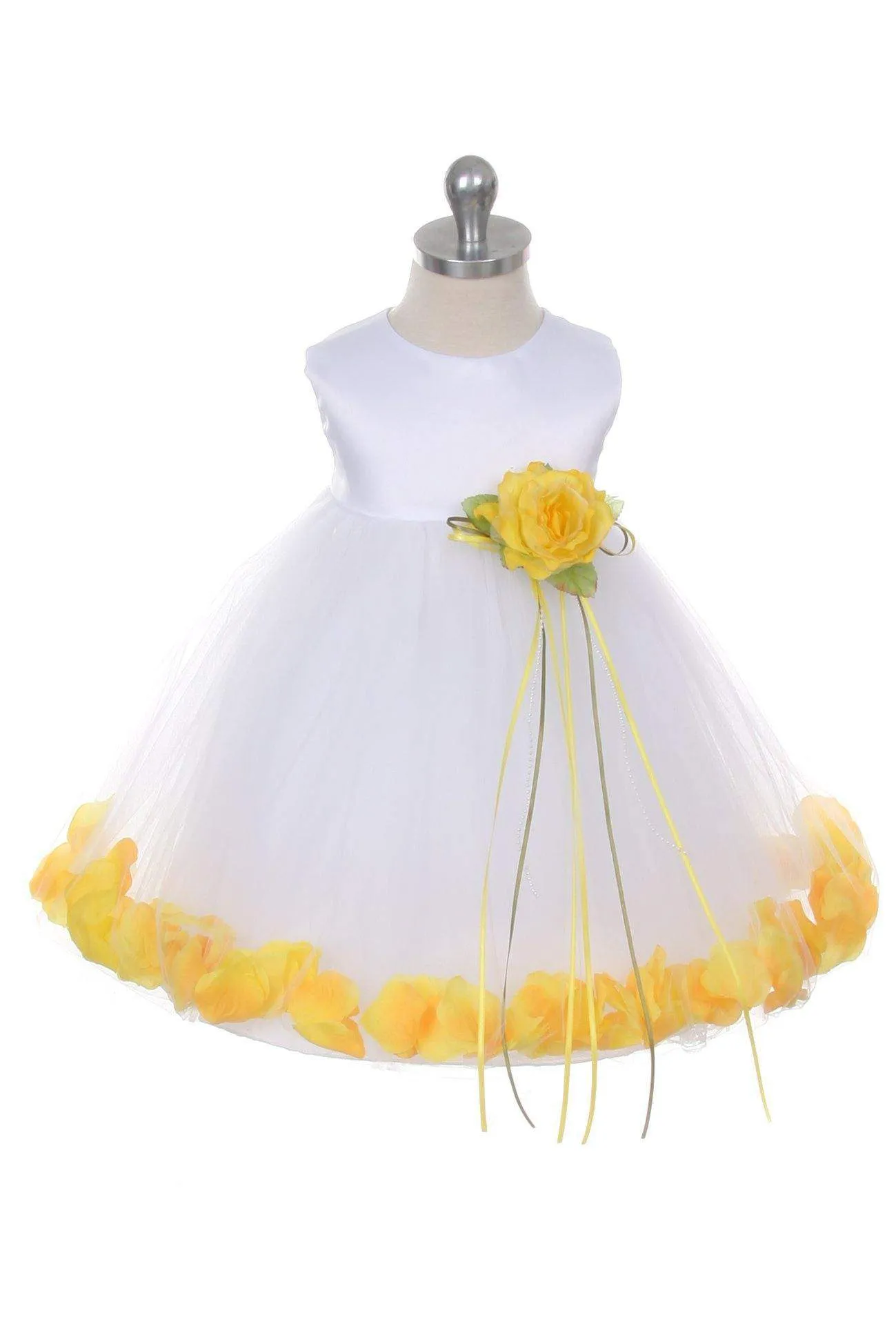 Satin Flower Petal Baby Dress (White Dress)