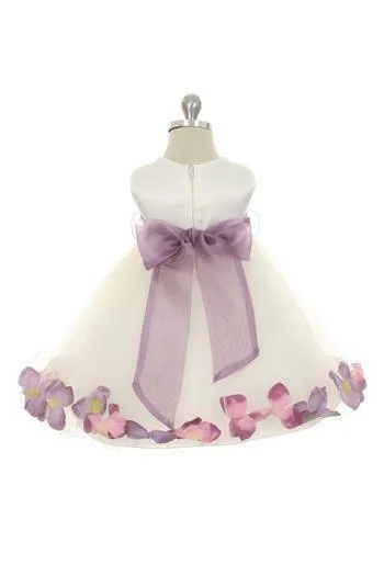 Satin Flower Petal Baby Dress (White Dress)