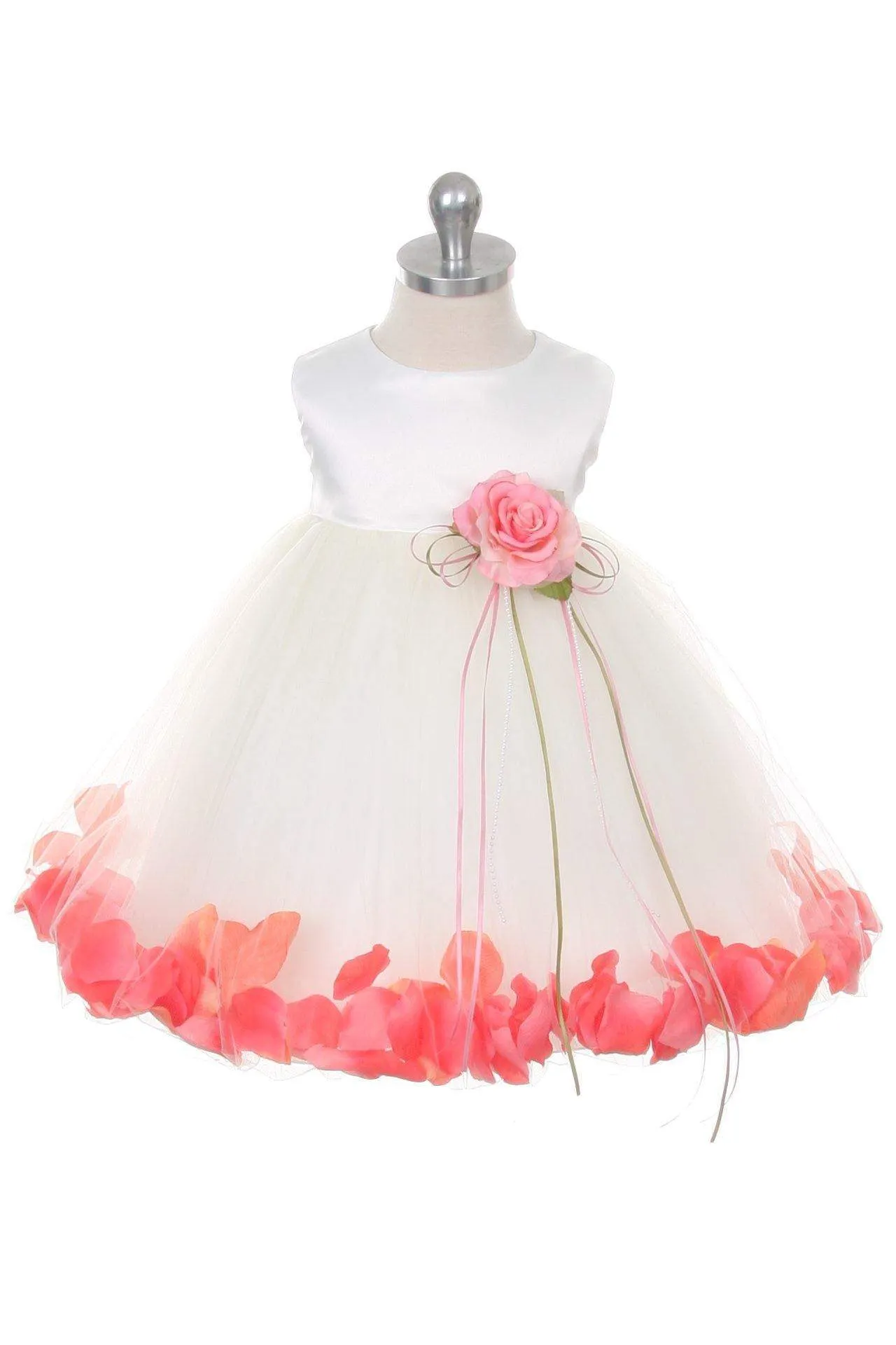 Satin Flower Petal Baby Dress (White Dress)