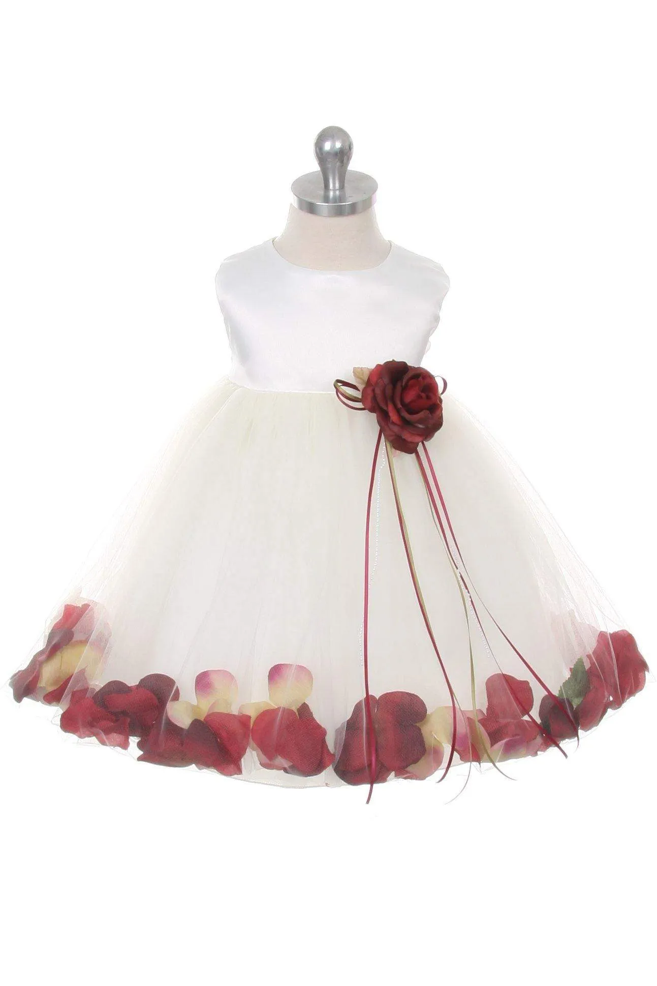 Satin Flower Petal Baby Dress (White Dress)