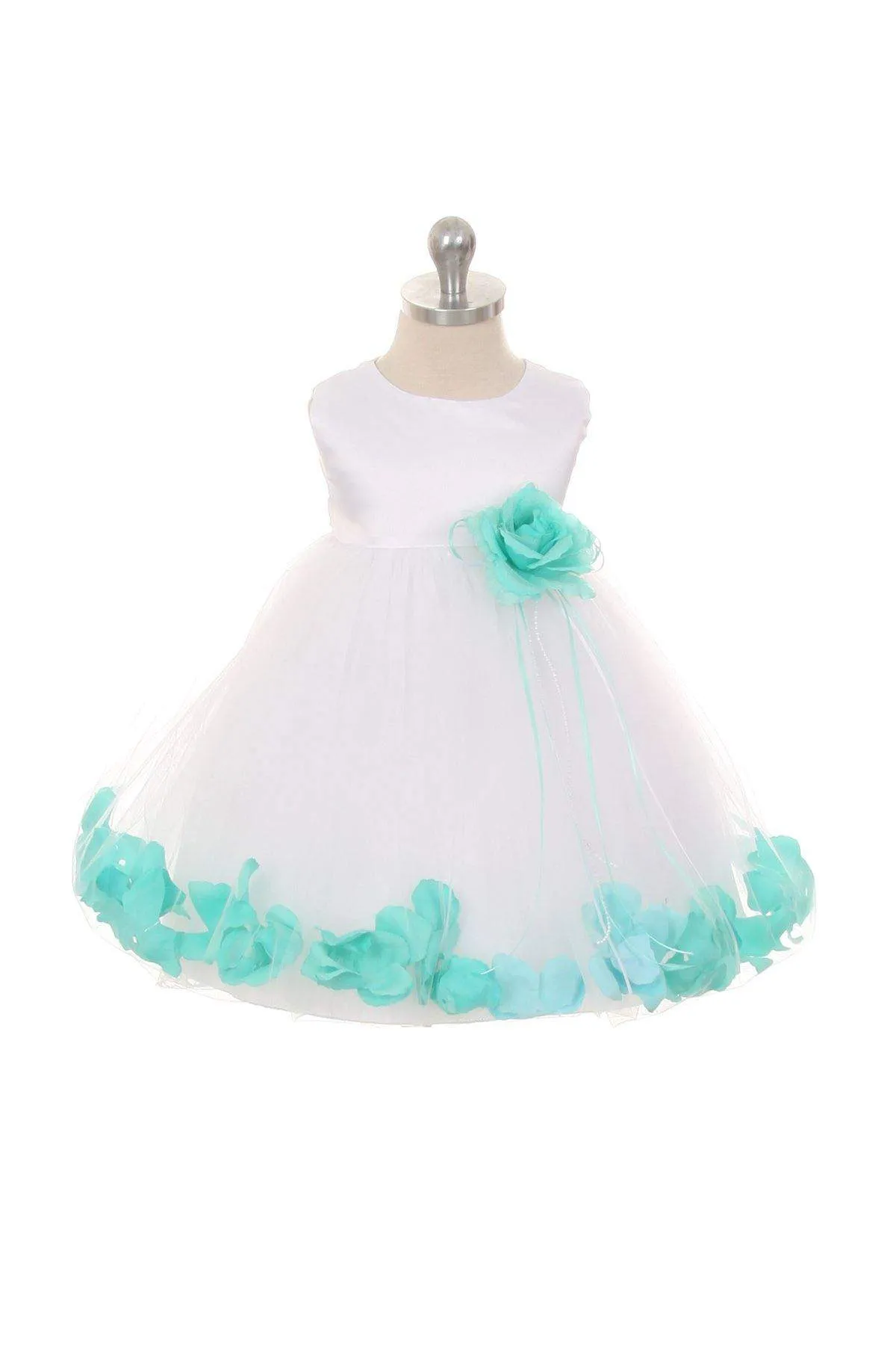 Satin Flower Petal Baby Dress (White Dress)