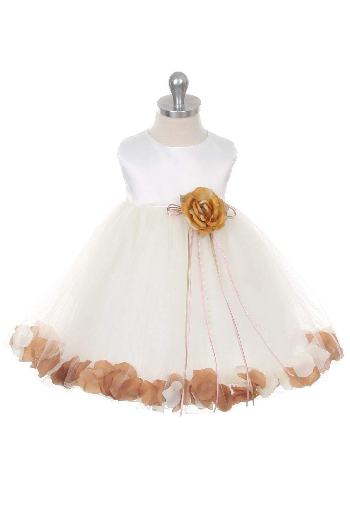 Satin Flower Petal Baby Dress (White Dress)
