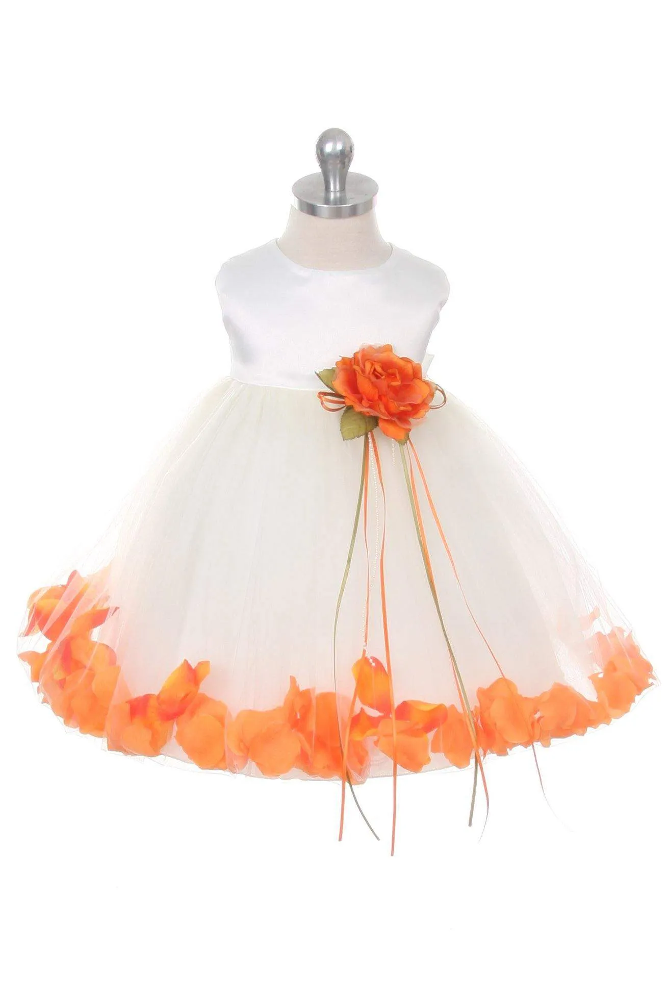 Satin Flower Petal Baby Dress (White Dress)