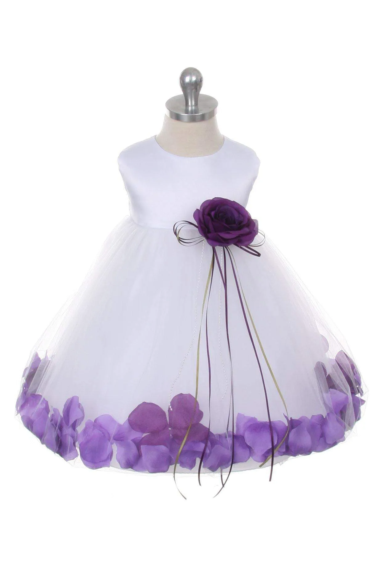 Satin Flower Petal Baby Dress (White Dress)