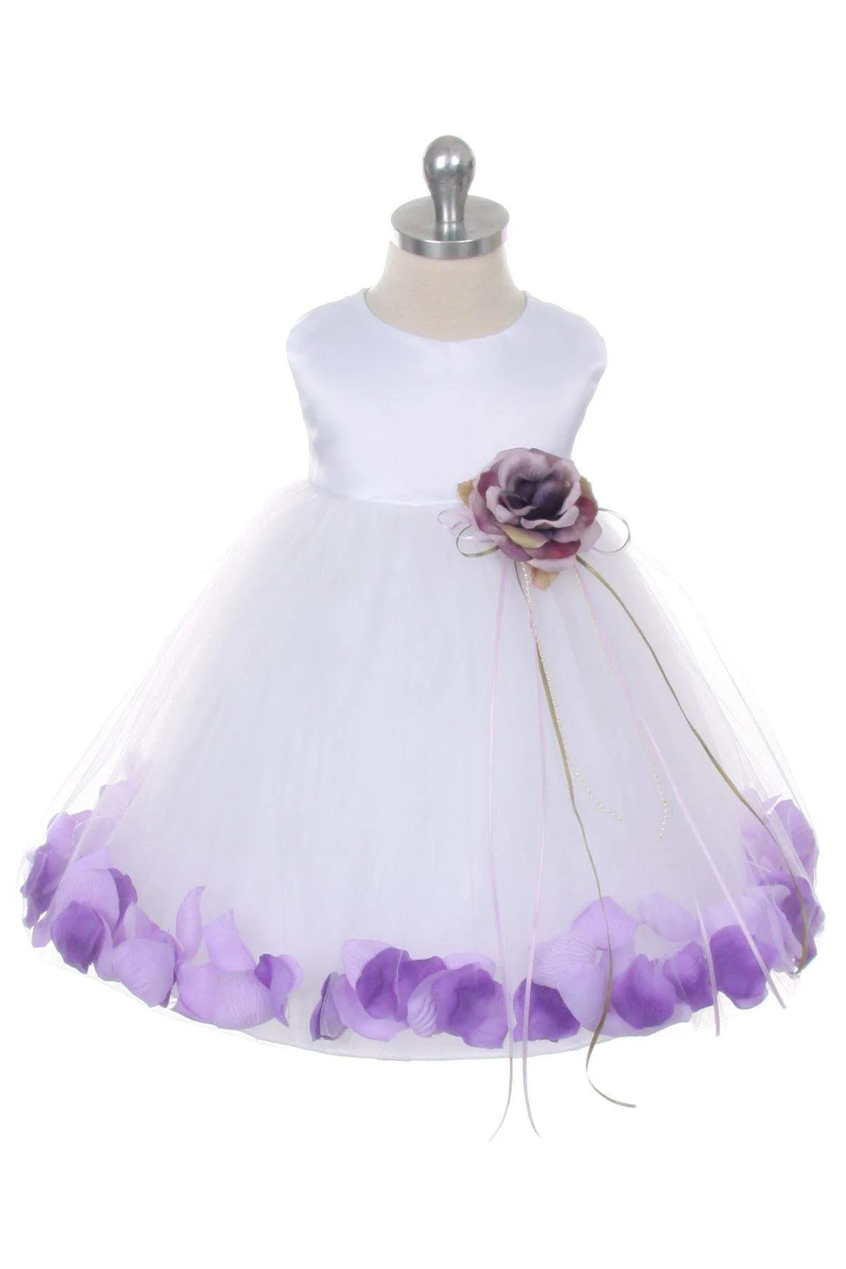 Satin Flower Petal Baby Dress (White Dress)