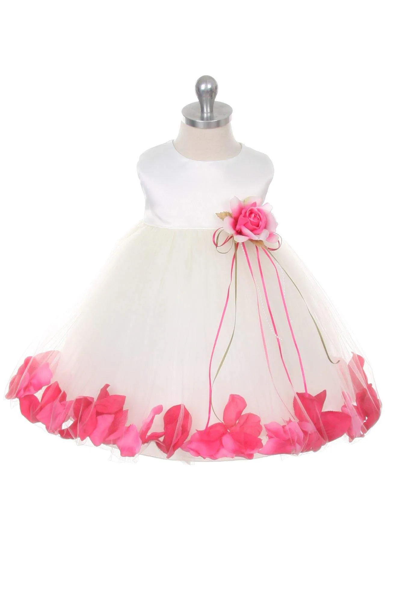 Satin Flower Petal Baby Dress (White Dress)