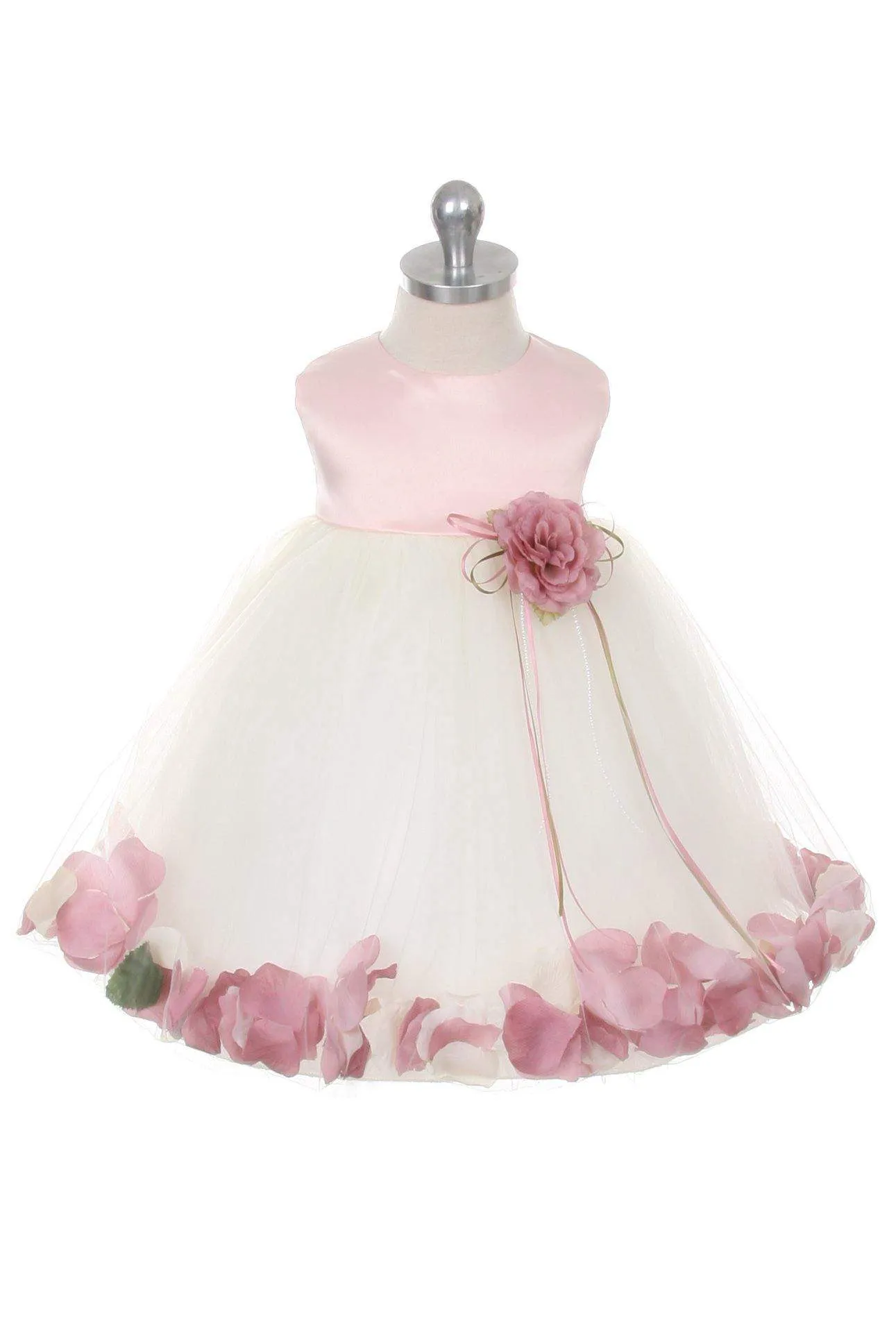 Satin Flower Petal Baby Dress (White Dress)