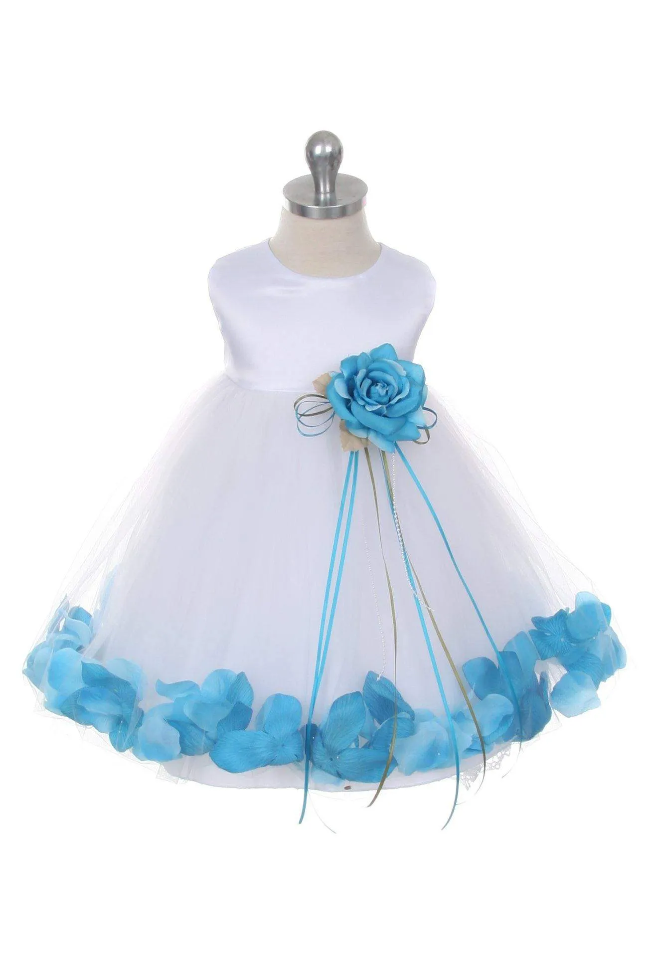 Satin Flower Petal Baby Dress (White Dress)