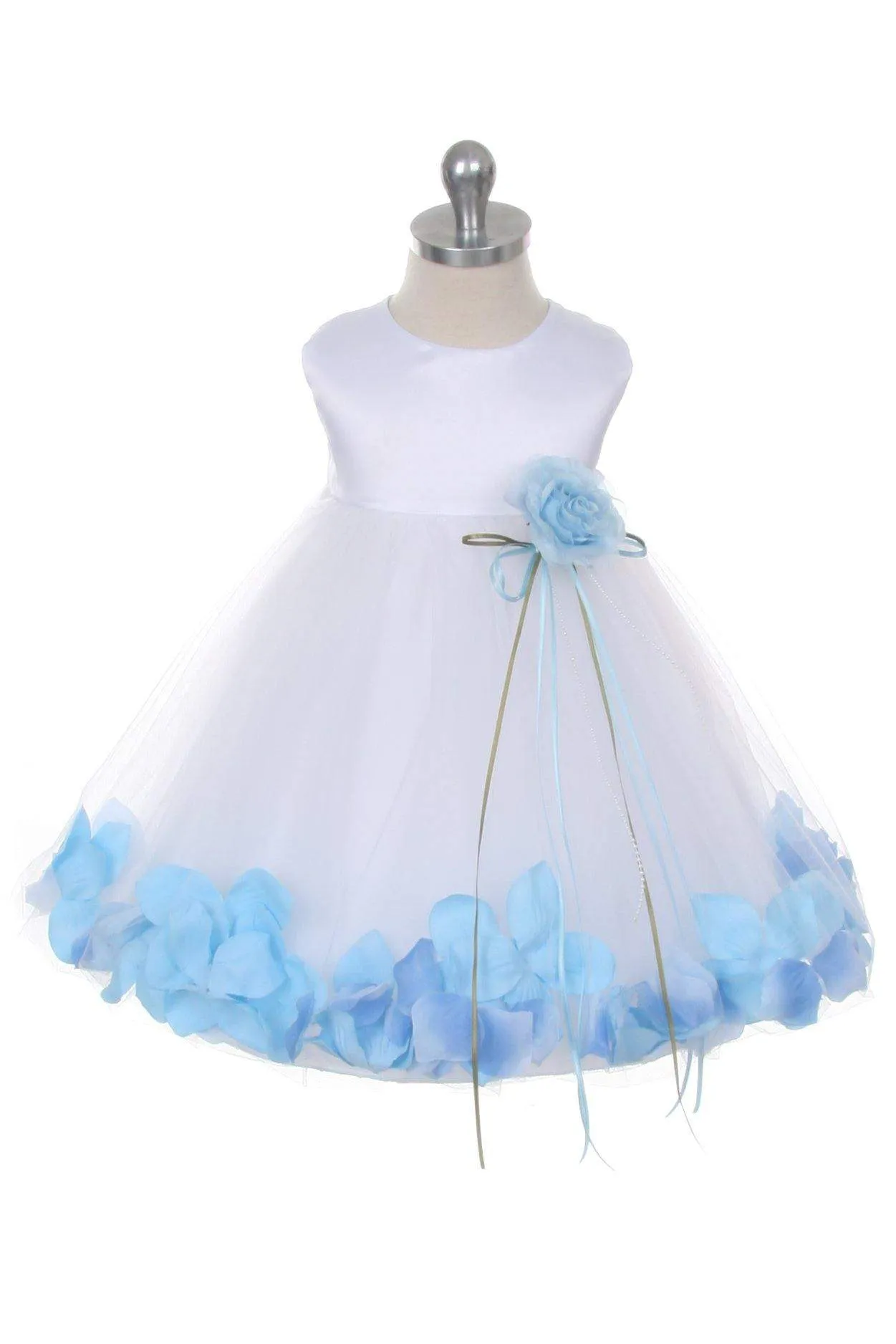 Satin Flower Petal Baby Dress (White Dress)