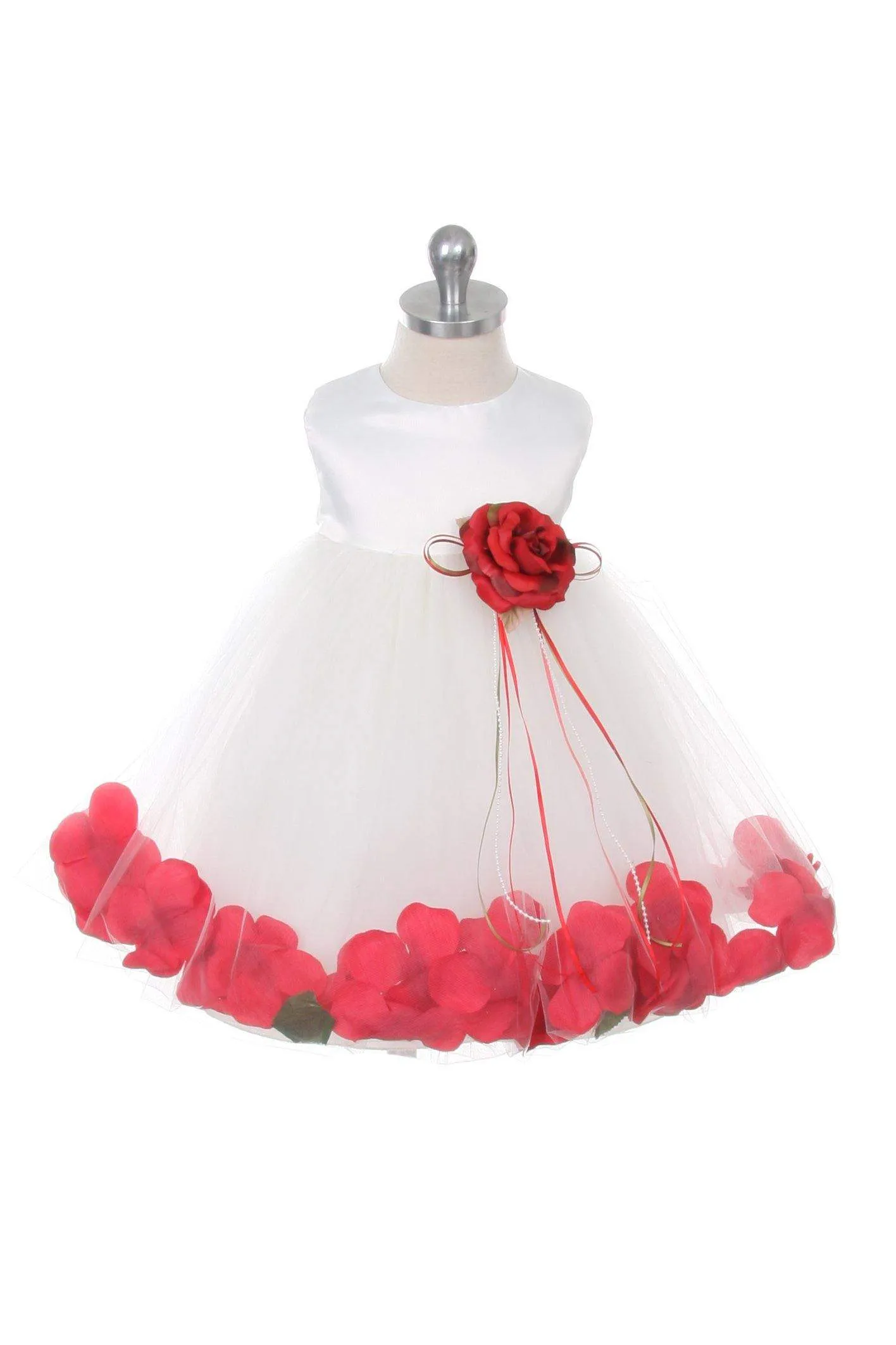 Satin Flower Petal Baby Dress (White Dress)