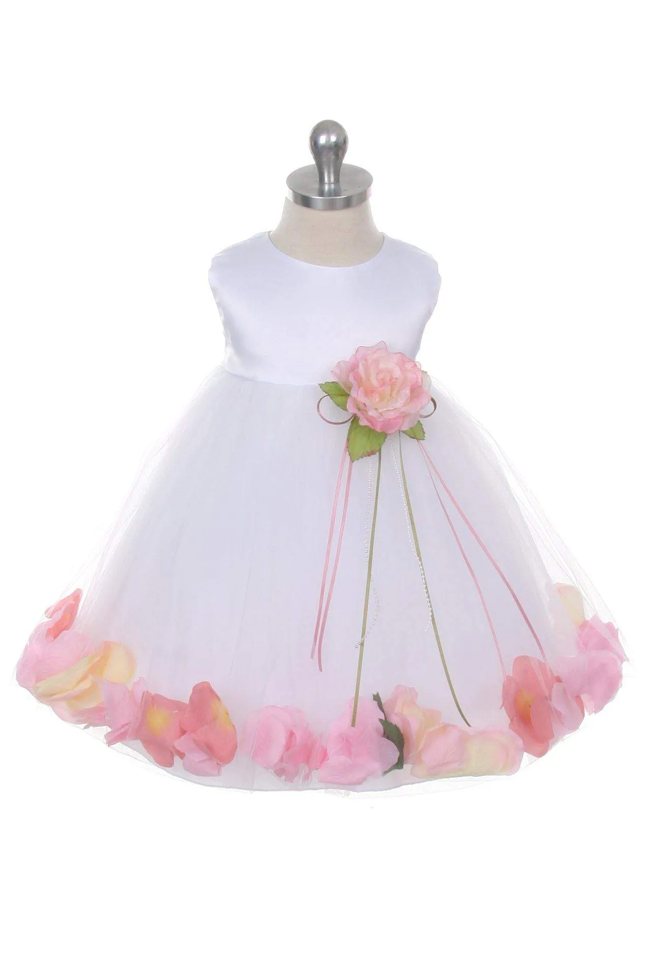 Satin Flower Petal Baby Dress (White Dress)