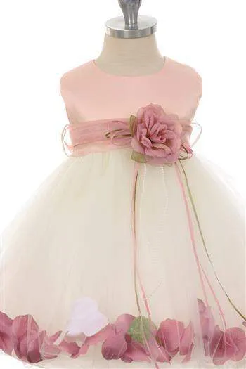 Satin Flower Petal Baby Dress (White Dress)