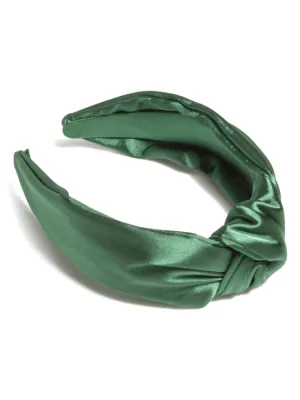 Satin Knotted Headband - Green
