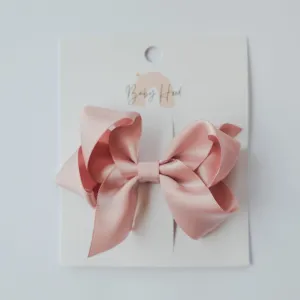 Satin Ribbon Bow  - 3.5 X 2.5 Inches - Dusty Pink