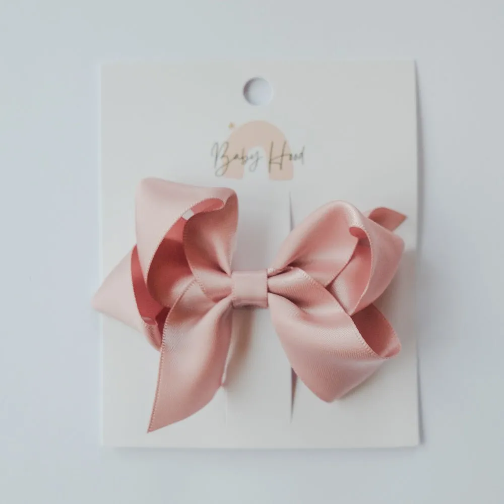 Satin Ribbon Bow  - 3.5 X 2.5 Inches - Dusty Pink