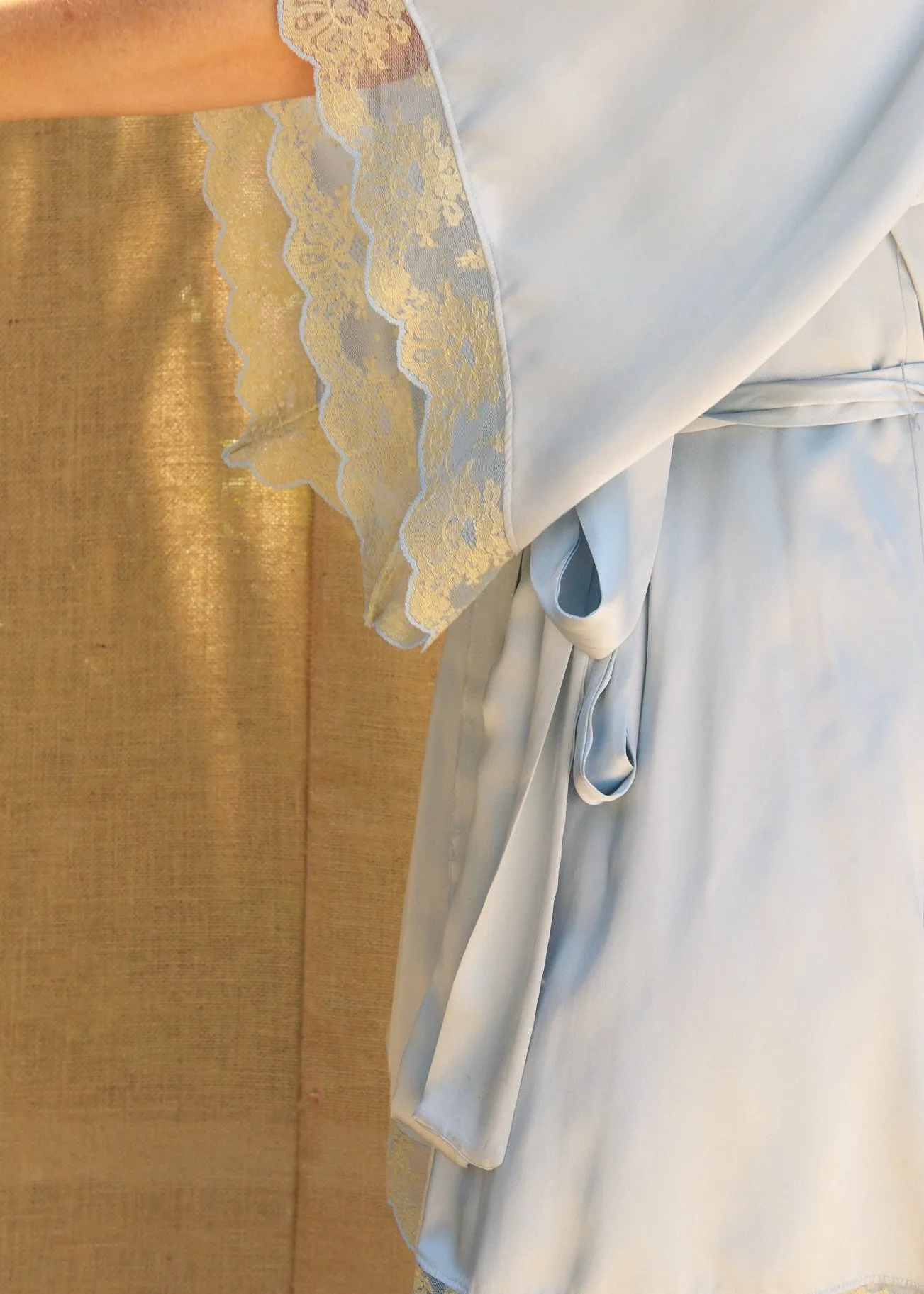 Scarlett Robe in Light Azure Charmeuse Silk