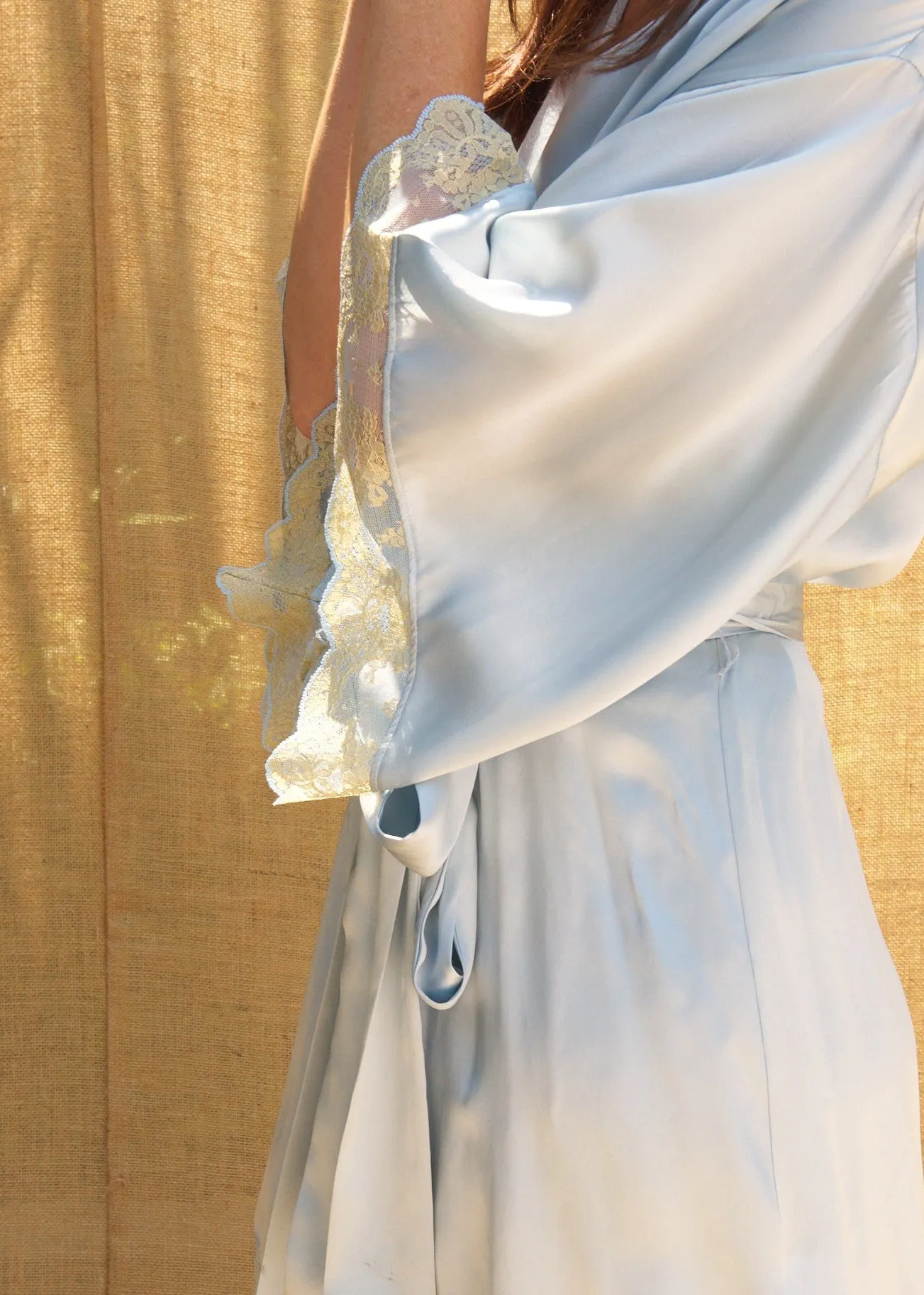 Scarlett Robe in Light Azure Charmeuse Silk