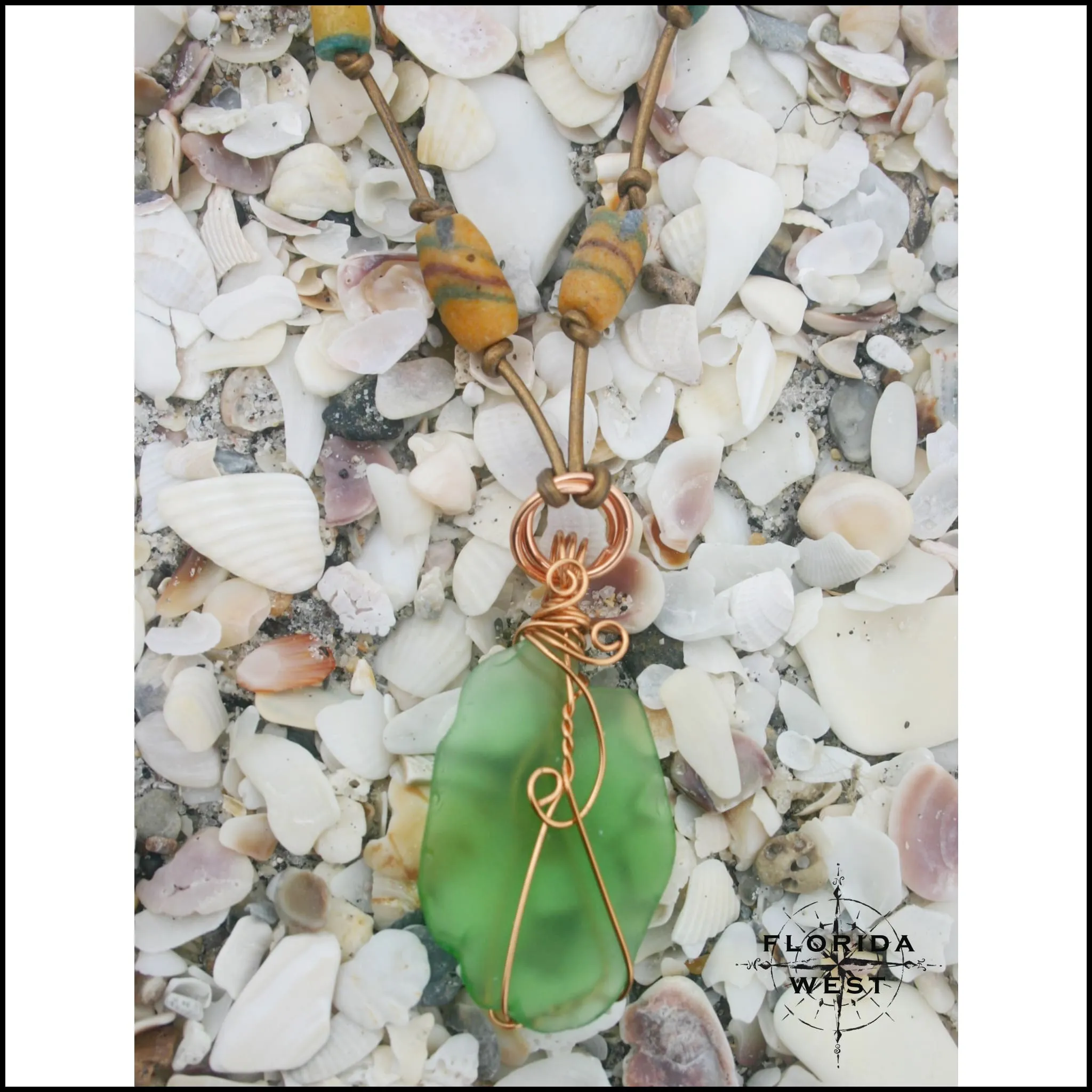 Sea Glass and Vintage African Krobo Trade Beads Necklace