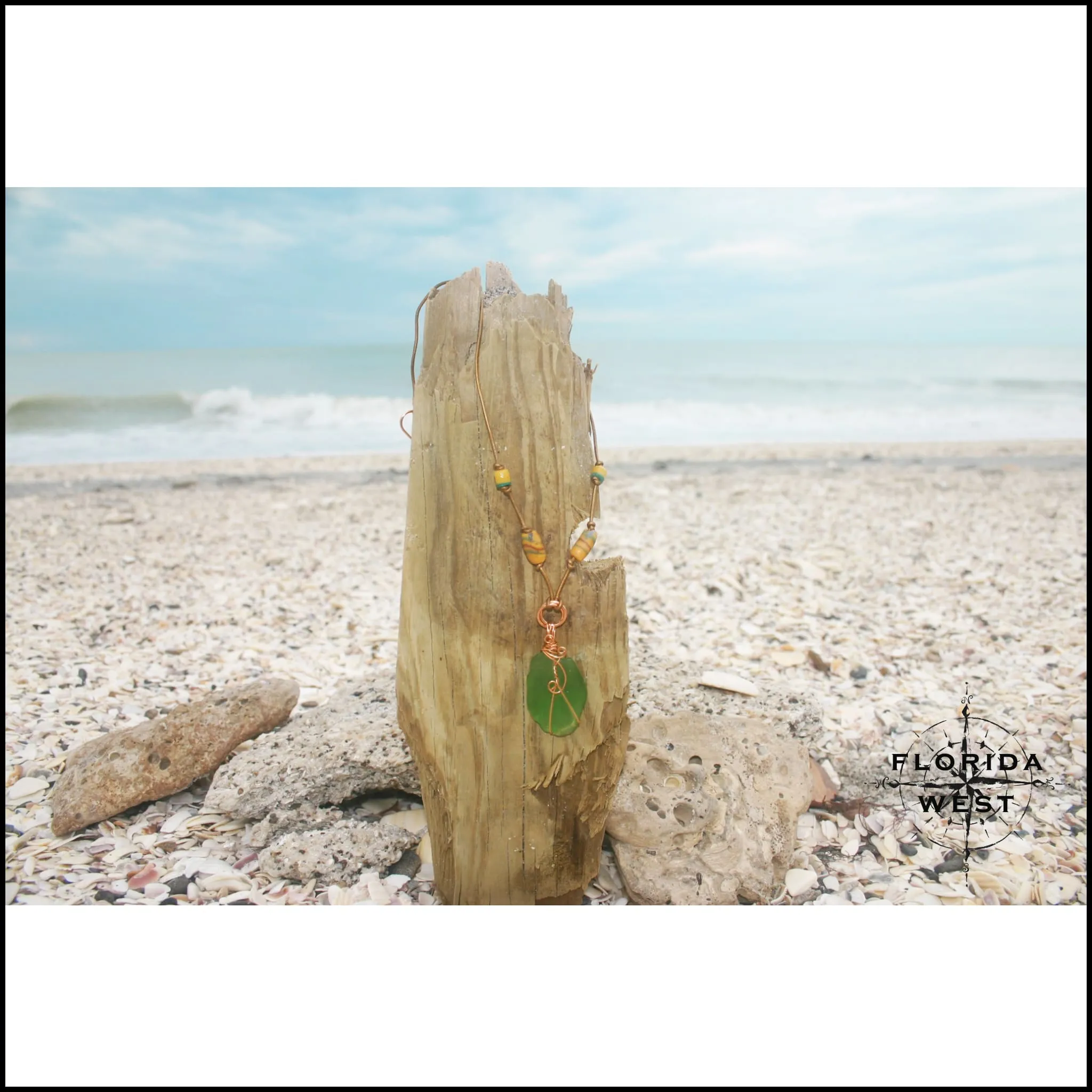 Sea Glass and Vintage African Krobo Trade Beads Necklace