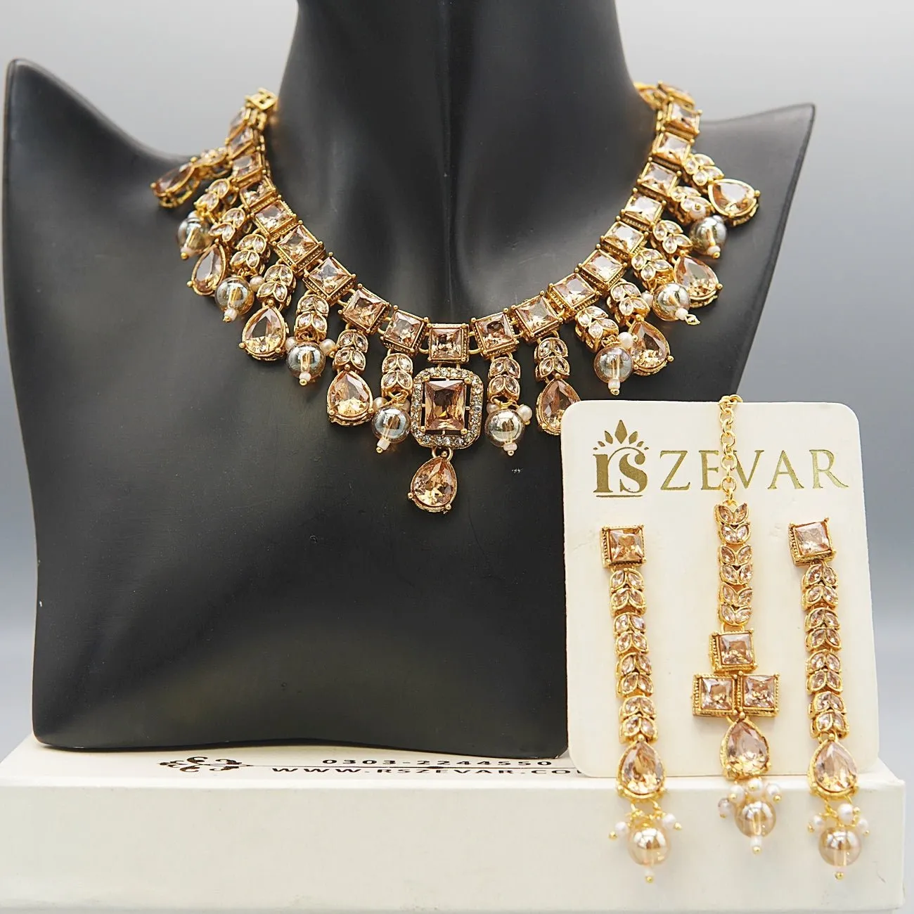 Semi-Gemstones Latkans Necklace Set