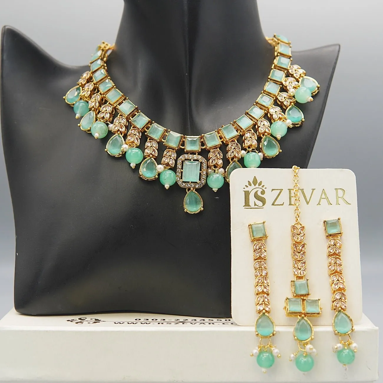 Semi-Gemstones Latkans Necklace Set