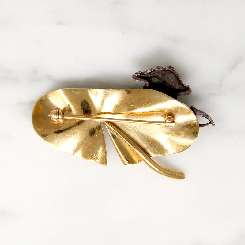 Shakudo Frog on a Gold Lily Pad