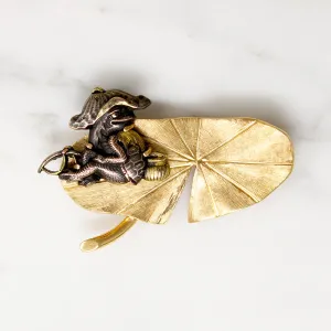 Shakudo Frog on a Gold Lily Pad