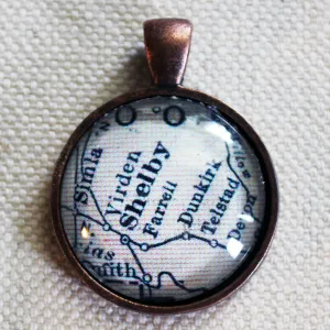 Shelby Montana Vintage Map Pendant
