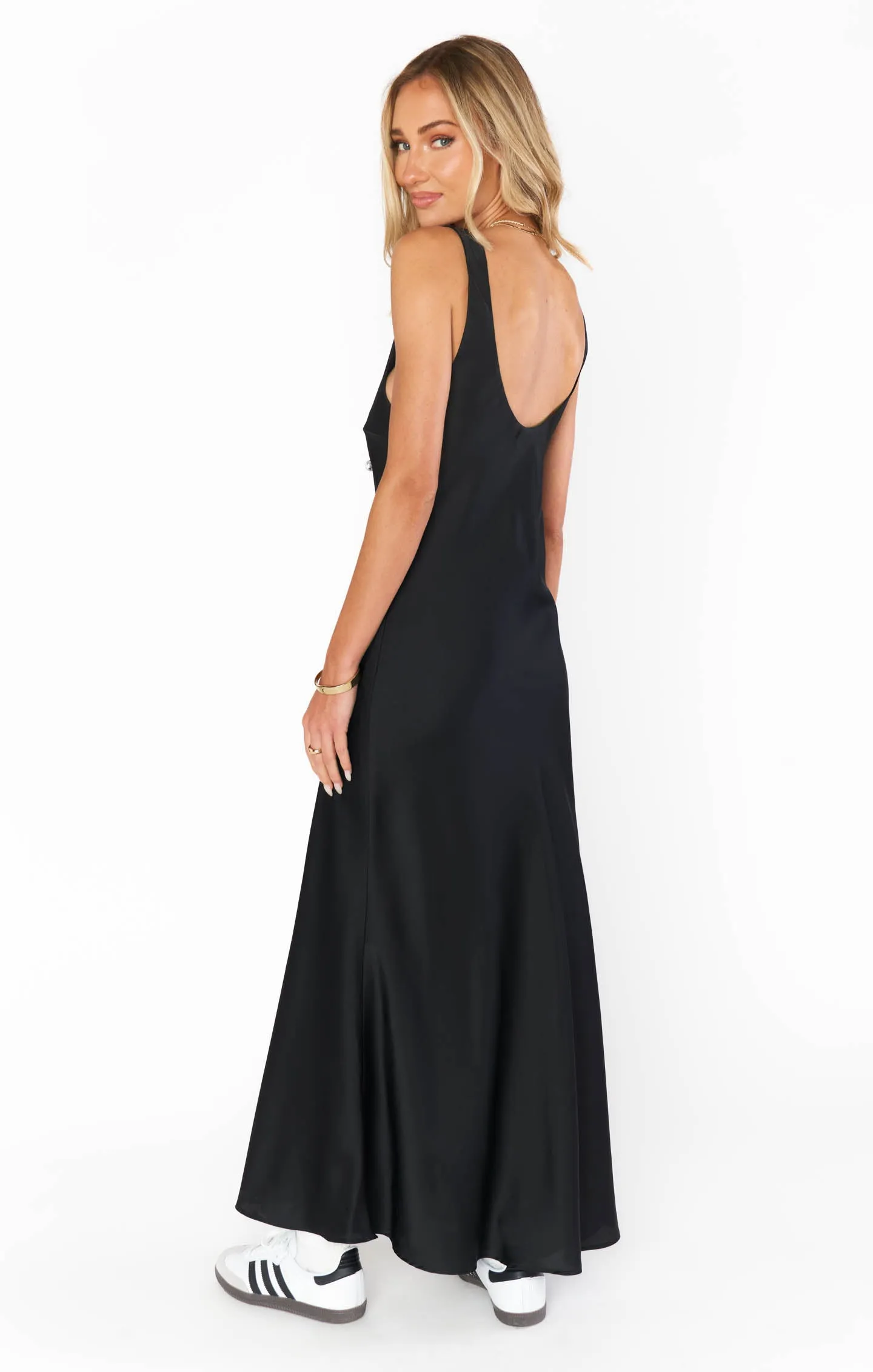 Show Me Your Mumu Serenade Slip Dress Black Luxe Satin