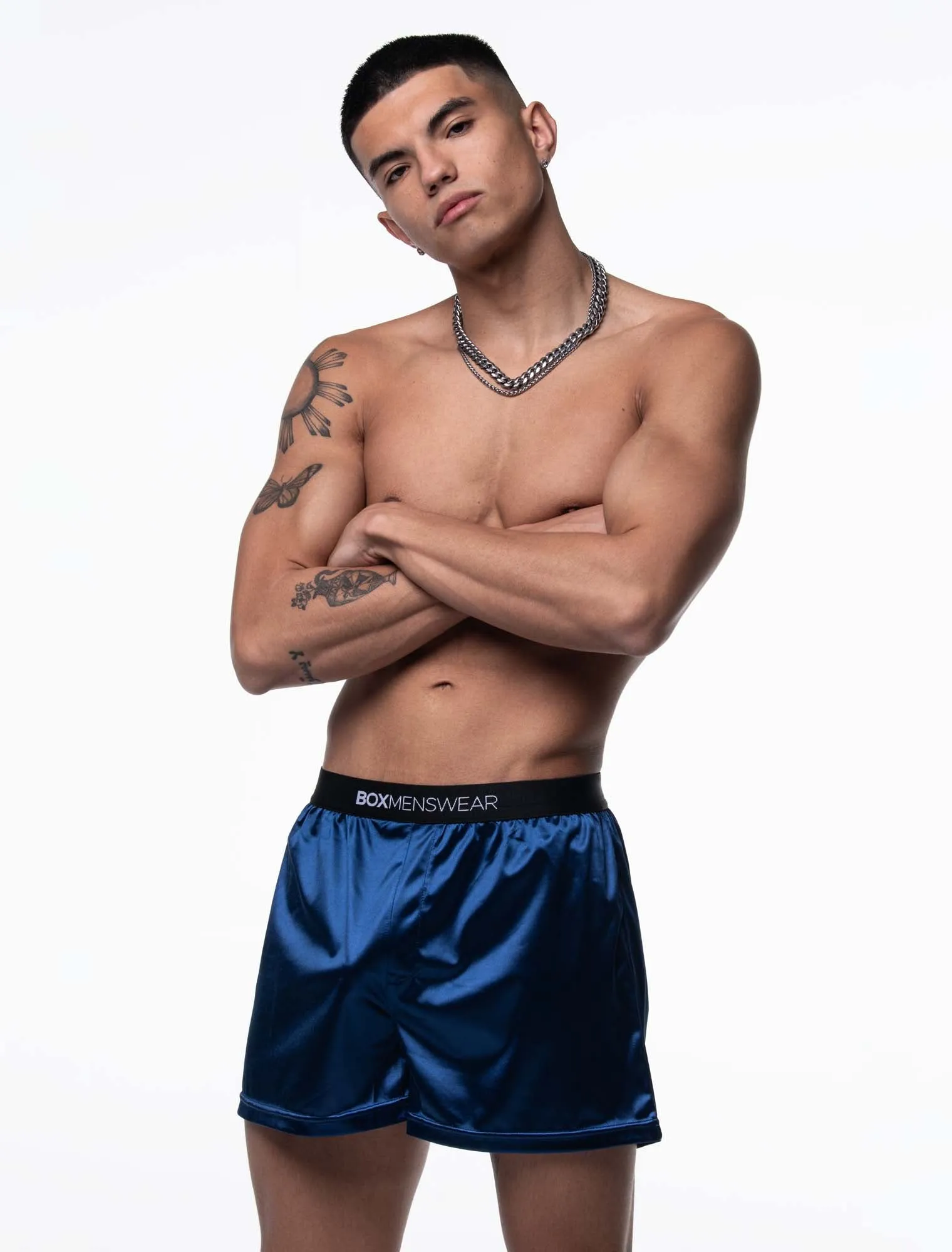 Silk Decline Boxer Shorts - Splendour Navy