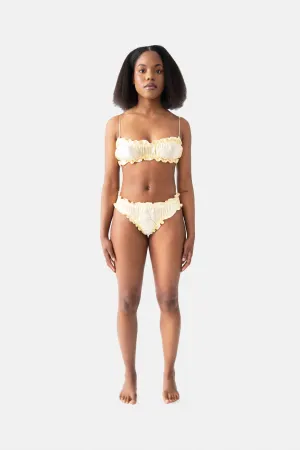 Silk Scalloped Bra in Yellow