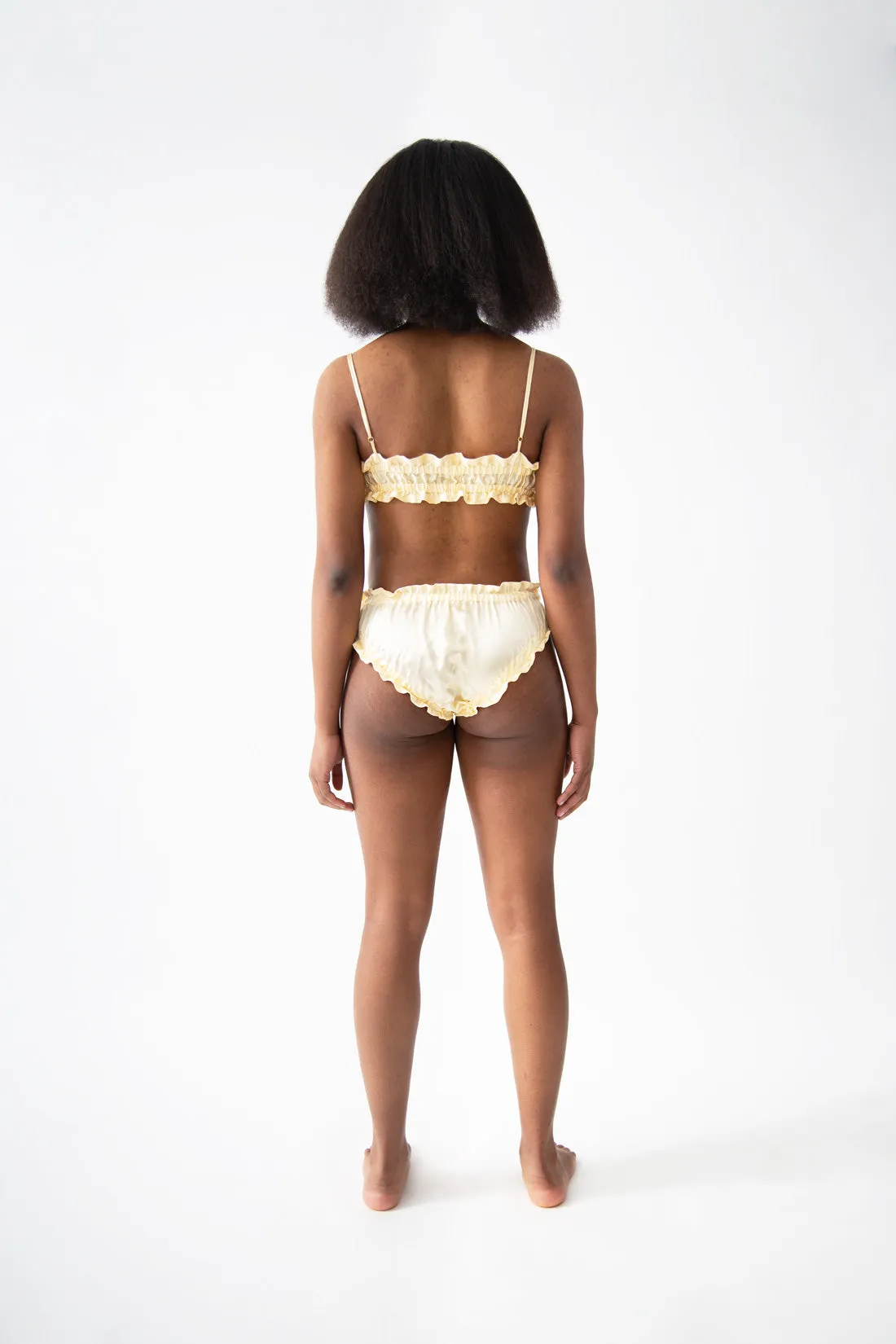 Silk Scalloped Bra in Yellow