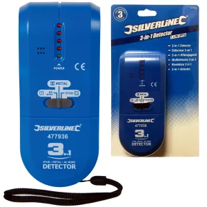 Silverline 3 in 1 Detector Volt Stud Metal Live AC Wire Joist Tester