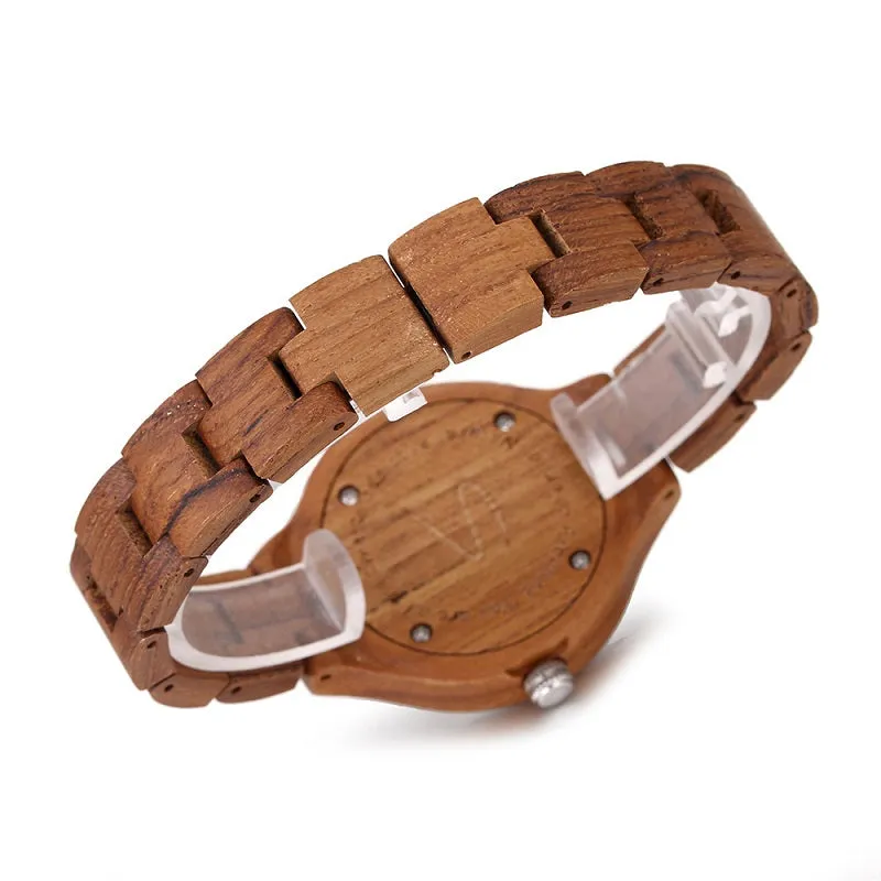 Simple White Dial Wooden Watch