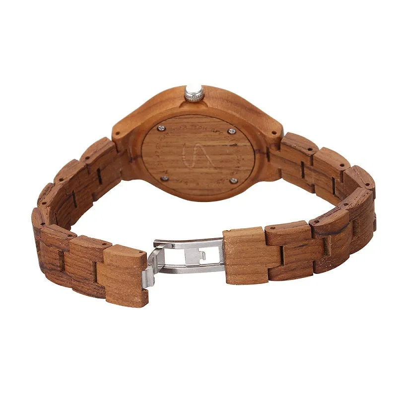 Simple White Dial Wooden Watch