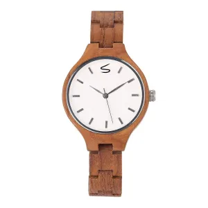 Simple White Dial Wooden Watch