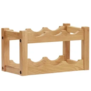 Simple Wine Rack for 6 Bottles Solid Oak Wood